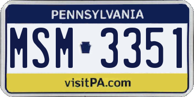 PA license plate MSM3351