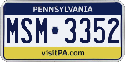 PA license plate MSM3352