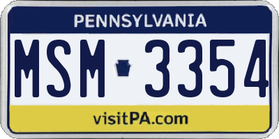 PA license plate MSM3354