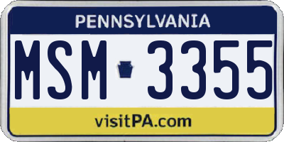 PA license plate MSM3355