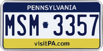 PA license plate MSM3357