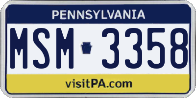 PA license plate MSM3358