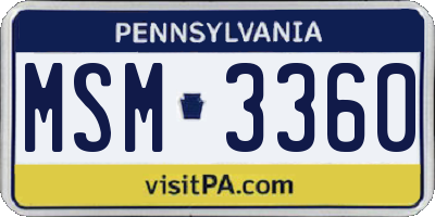 PA license plate MSM3360