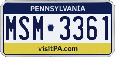 PA license plate MSM3361