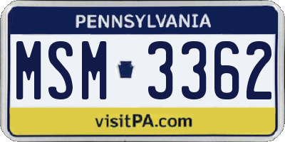 PA license plate MSM3362