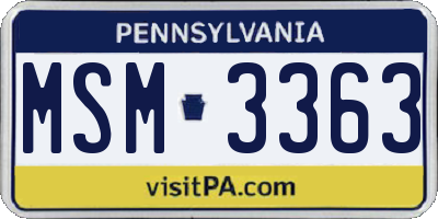 PA license plate MSM3363