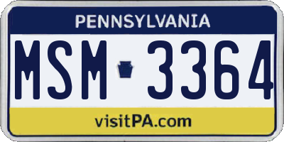 PA license plate MSM3364