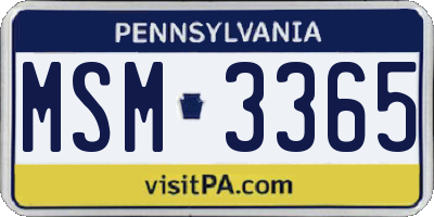 PA license plate MSM3365