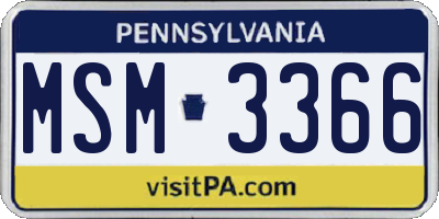 PA license plate MSM3366