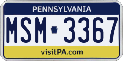 PA license plate MSM3367