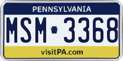 PA license plate MSM3368