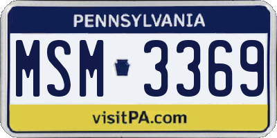 PA license plate MSM3369
