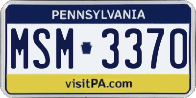 PA license plate MSM3370