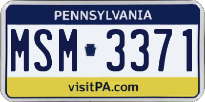 PA license plate MSM3371