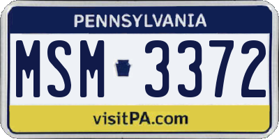 PA license plate MSM3372