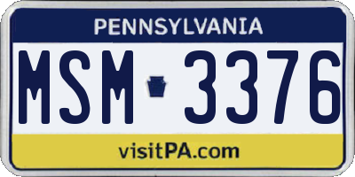 PA license plate MSM3376