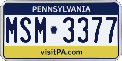 PA license plate MSM3377