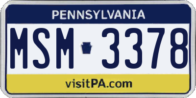 PA license plate MSM3378