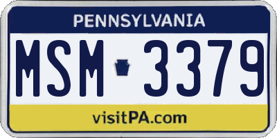 PA license plate MSM3379