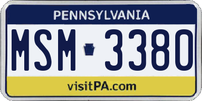 PA license plate MSM3380