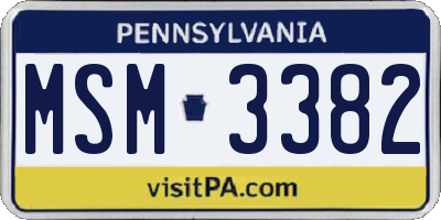 PA license plate MSM3382