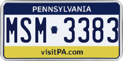 PA license plate MSM3383