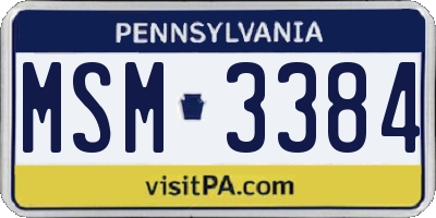 PA license plate MSM3384