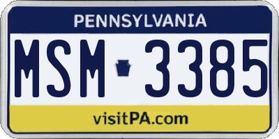 PA license plate MSM3385