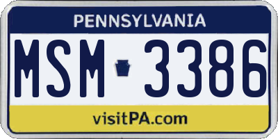 PA license plate MSM3386