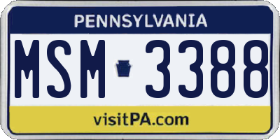 PA license plate MSM3388