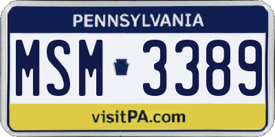 PA license plate MSM3389