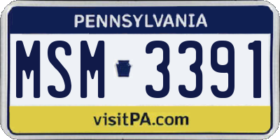 PA license plate MSM3391