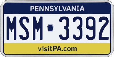 PA license plate MSM3392