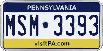 PA license plate MSM3393