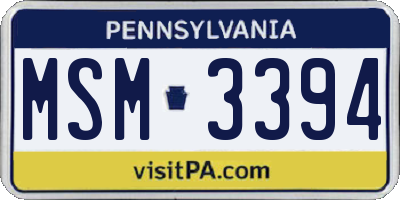 PA license plate MSM3394