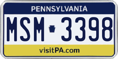PA license plate MSM3398