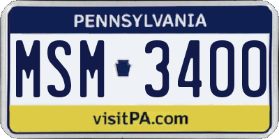PA license plate MSM3400
