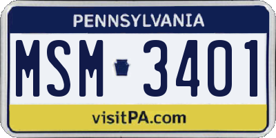 PA license plate MSM3401