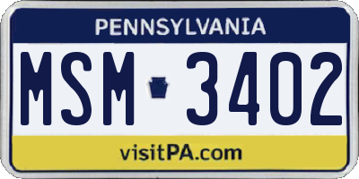 PA license plate MSM3402