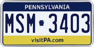 PA license plate MSM3403