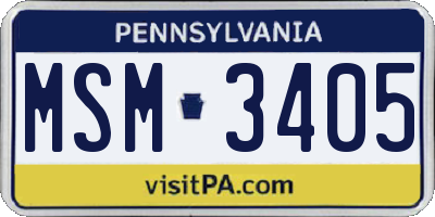 PA license plate MSM3405