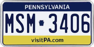 PA license plate MSM3406