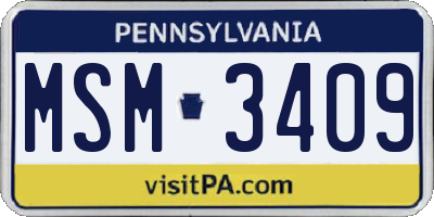 PA license plate MSM3409