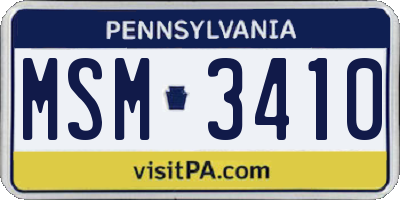 PA license plate MSM3410