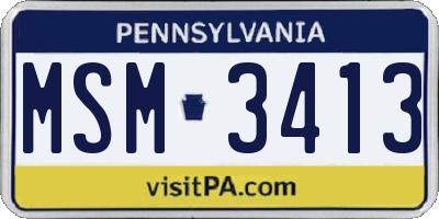 PA license plate MSM3413