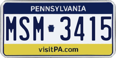 PA license plate MSM3415