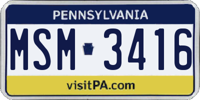 PA license plate MSM3416