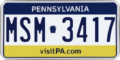 PA license plate MSM3417