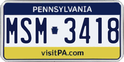 PA license plate MSM3418