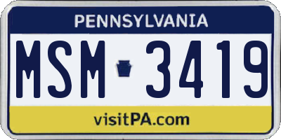 PA license plate MSM3419